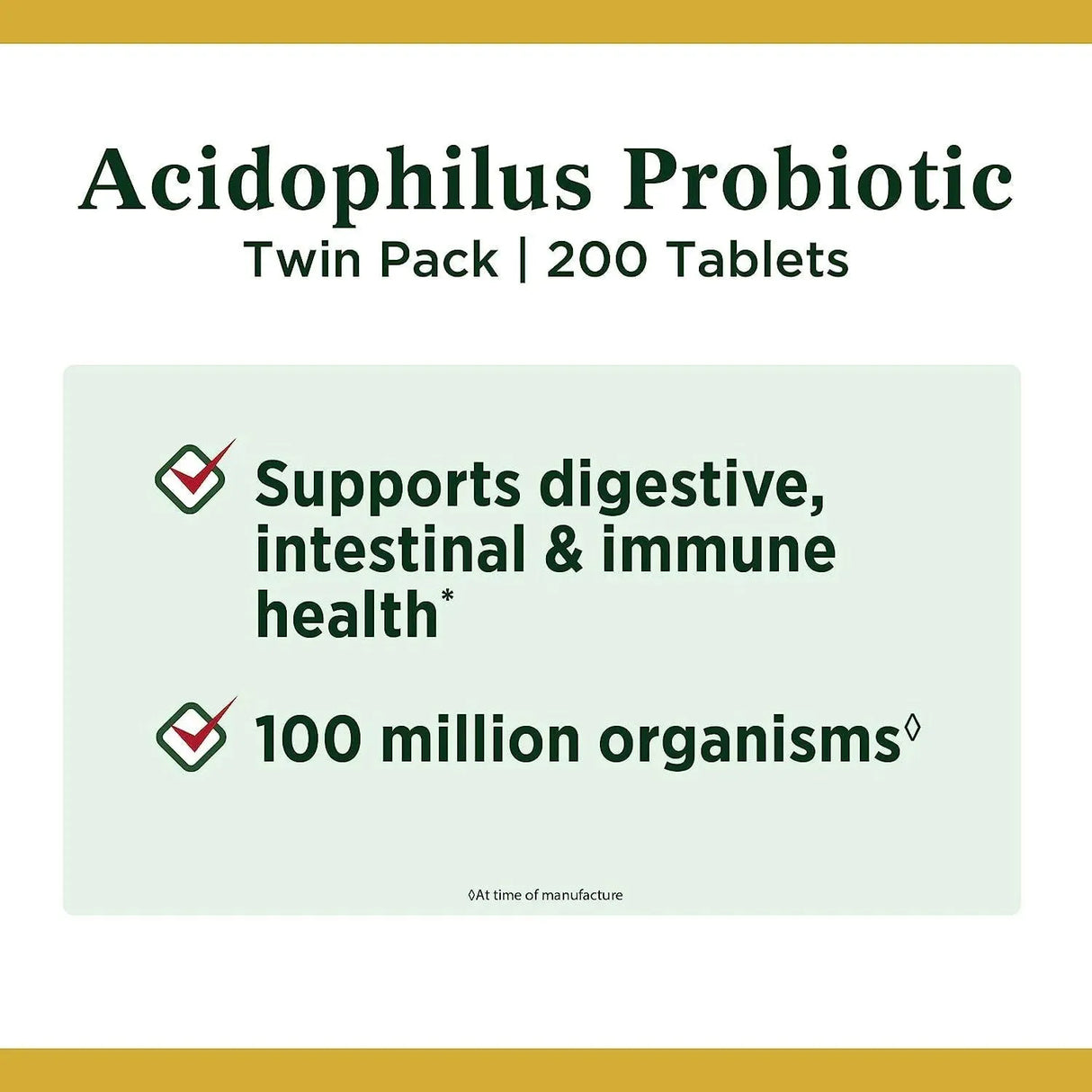 NATURE'S BOUNTY - Nature's Bounty Acidophilus Probiotic 200 Tabletas - The Red Vitamin MX - Suplementos Alimenticios - {{ shop.shopifyCountryName }}