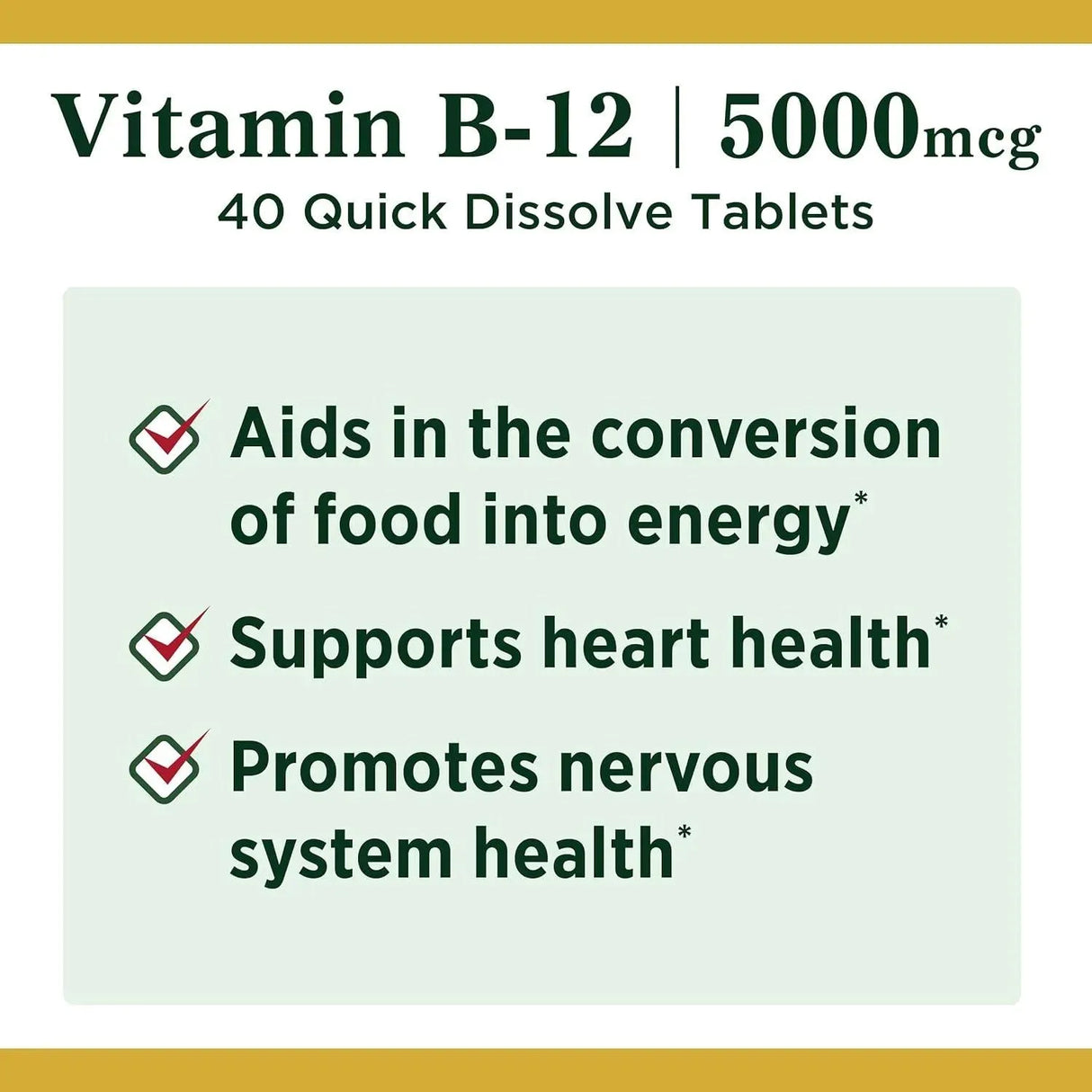 NATURE'S BOUNTY - Nature's Bounty Vitamin B12 Quick Dissolve 40 Tabletas - The Red Vitamin MX - Suplementos Alimenticios - {{ shop.shopifyCountryName }}