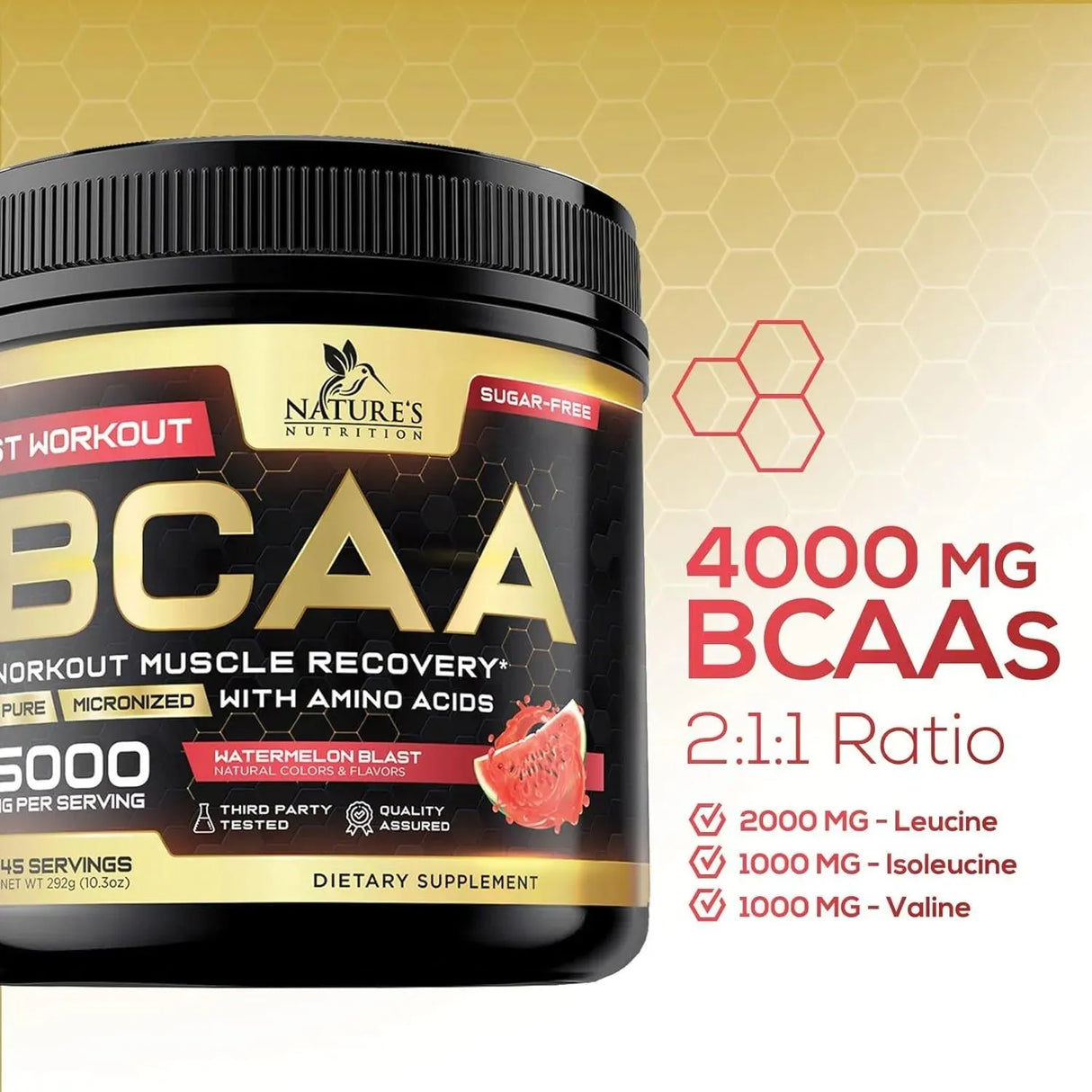NATURE'S NUTRITION - Nature's Nutrition BCAA Powder Watermelon 45 Servicios 292Gr. - The Red Vitamin MX - Suplementos Alimenticios - {{ shop.shopifyCountryName }}