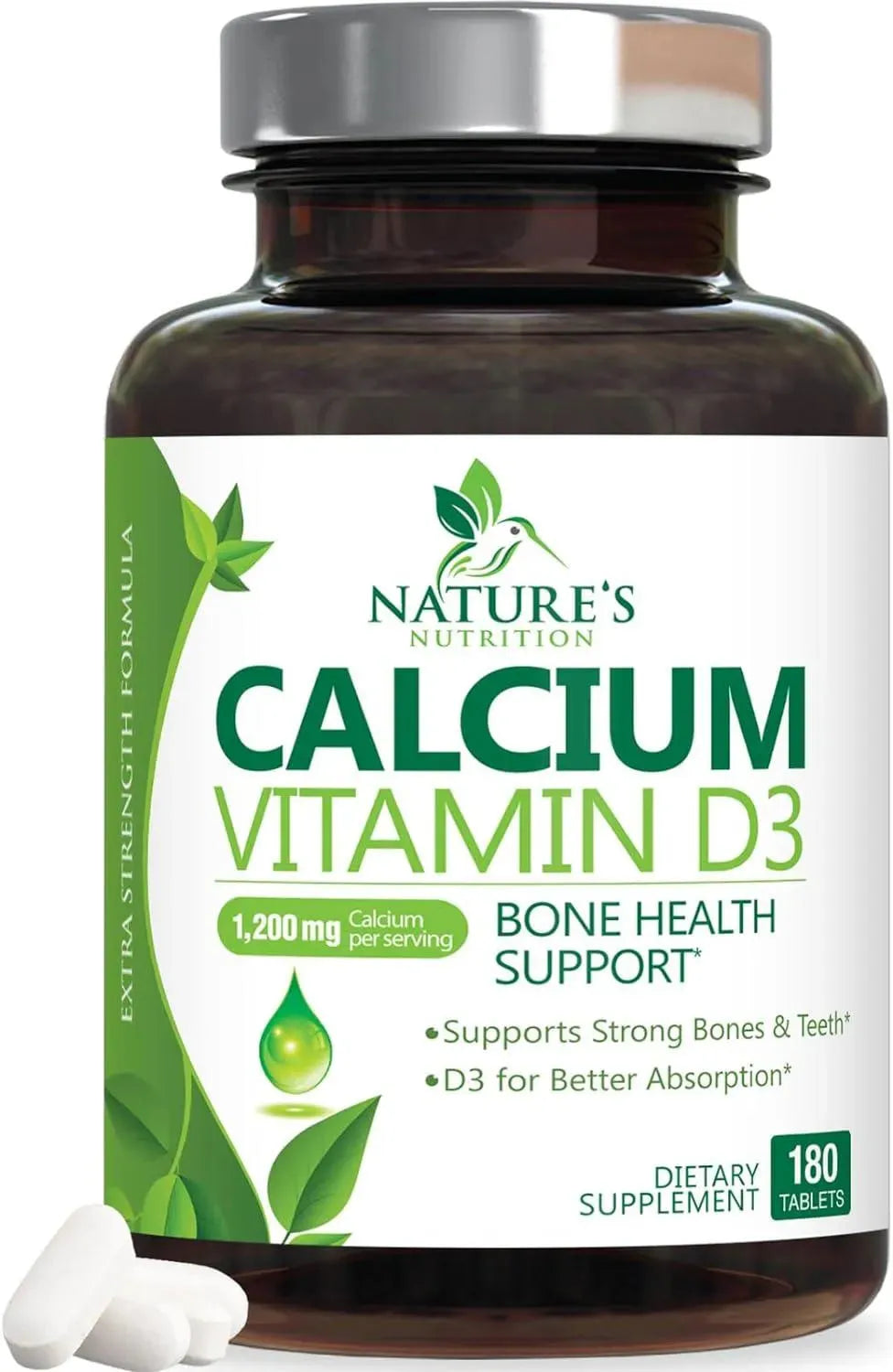 NATURE'S NUTRITION - Nature's Nutrition Calcium 1200Mg. Plus Vitamin D3 180 Tabletas - The Red Vitamin MX - Suplementos Alimenticios - {{ shop.shopifyCountryName }}
