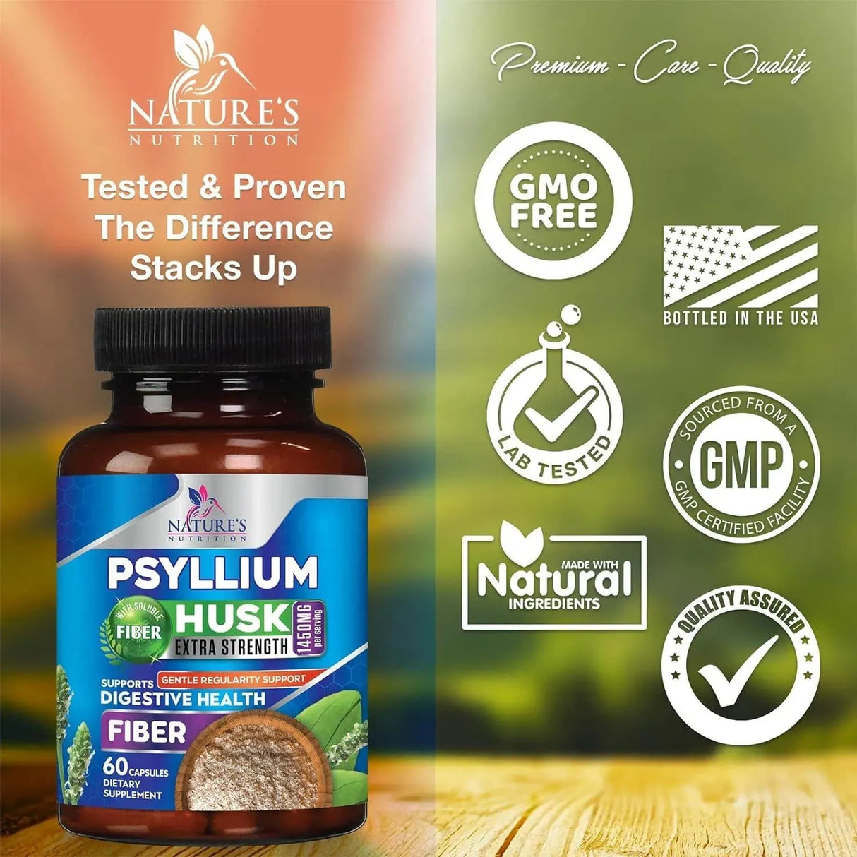 NATURE'S NUTRITION - Nature's Nutrition High Absorption Psyllium Husk 1450Mg. 60 Capsulas - The Red Vitamin MX - Suplementos Alimenticios - {{ shop.shopifyCountryName }}