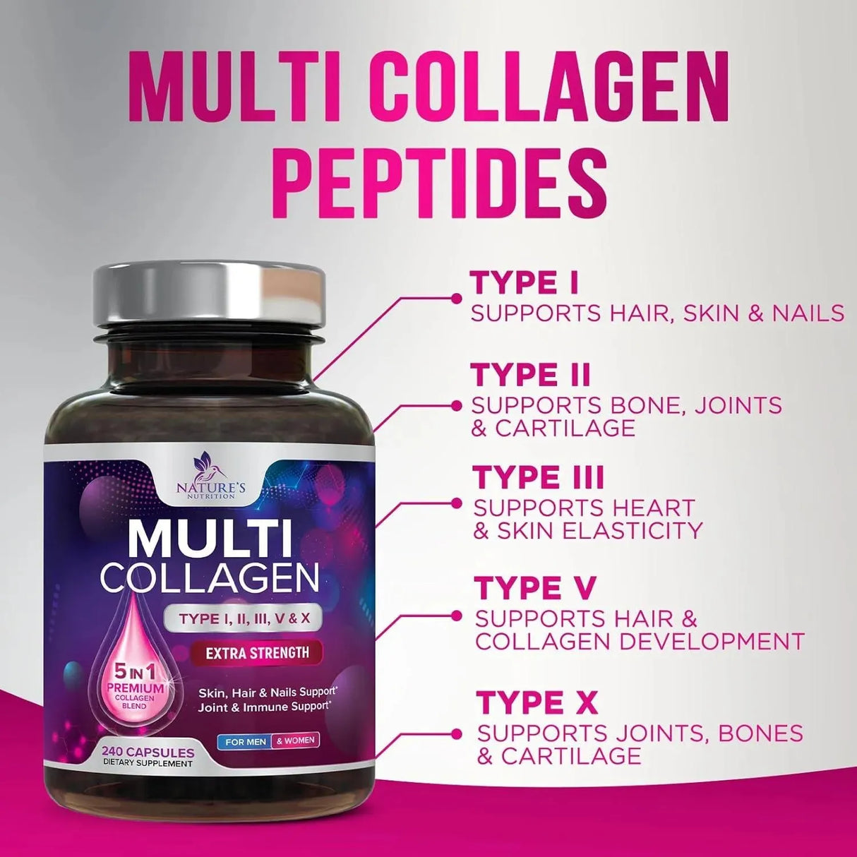 NATURE'S NUTRITION - Nature's Nutrition Multi Collagen Complex 240 Capsulas - The Red Vitamin MX - Suplementos Alimenticios - {{ shop.shopifyCountryName }}