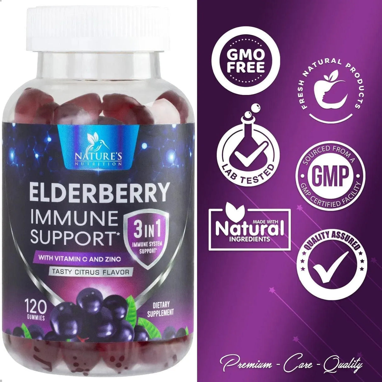NATURE'S NUTRITION - Nature's Nutrition Premium Sambucus Elderberry Gummies 120 Gomitas - The Red Vitamin MX - Suplementos Alimenticios - {{ shop.shopifyCountryName }}