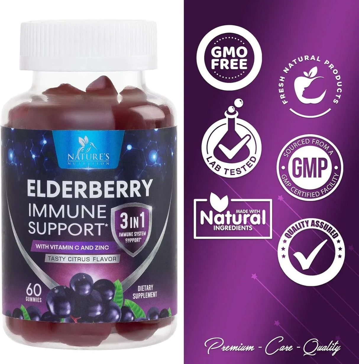 NATURE'S NUTRITION - Nature's Nutrition Premium Sambucus Elderberry Gummies 60 Gomitas - The Red Vitamin MX - Suplementos Alimenticios - {{ shop.shopifyCountryName }}