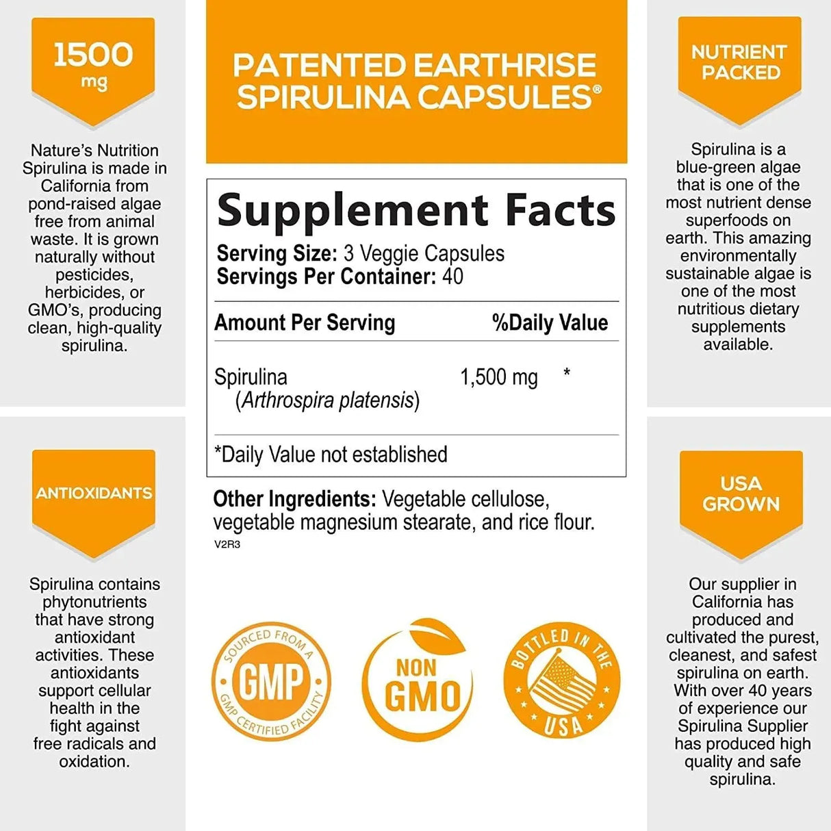 NATURE'S NUTRITION - Nature's Nutrition Spirulina 500Gr. 120 Capsulas - The Red Vitamin MX - Suplementos Alimenticios - {{ shop.shopifyCountryName }}