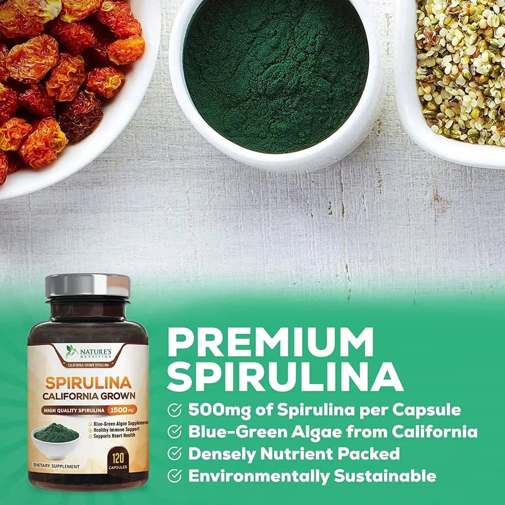 NATURE'S NUTRITION - Nature's Nutrition Spirulina 500Gr. 120 Capsulas - The Red Vitamin MX - Suplementos Alimenticios - {{ shop.shopifyCountryName }}