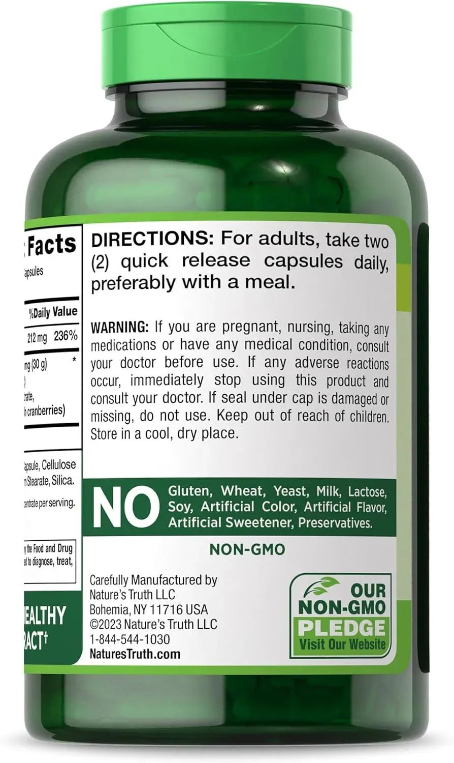 NATURE'S TRUTH - Cranberry Concentrate Plus Vitamin C 200 Capsulas - The Red Vitamin MX - Suplementos Alimenticios - {{ shop.shopifyCountryName }}