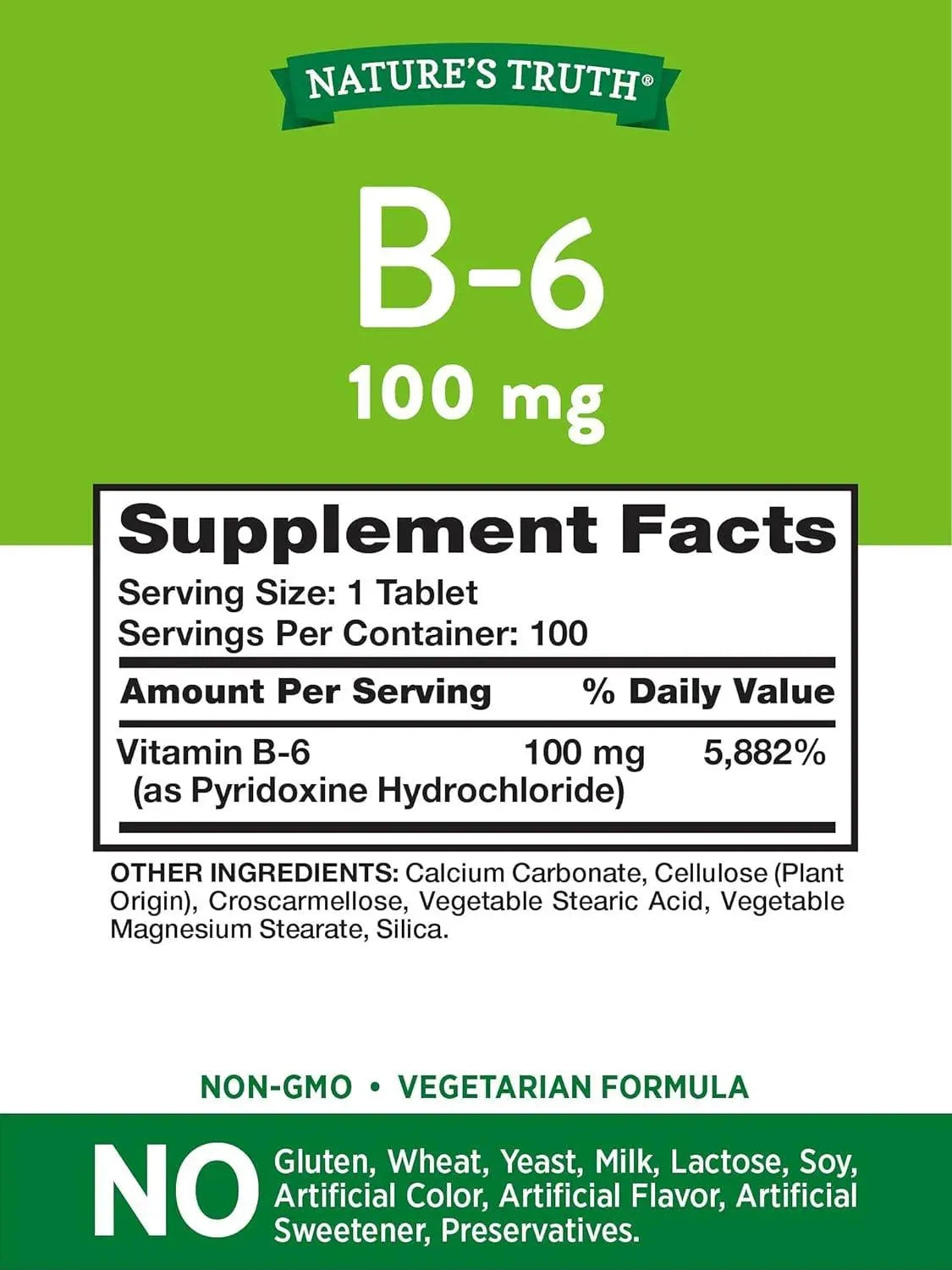 NATURE'S TRUTH - Nature's Truth B6 Vitamin 100Mg. 100 Tabletas - The Red Vitamin MX - Suplementos Alimenticios - {{ shop.shopifyCountryName }}
