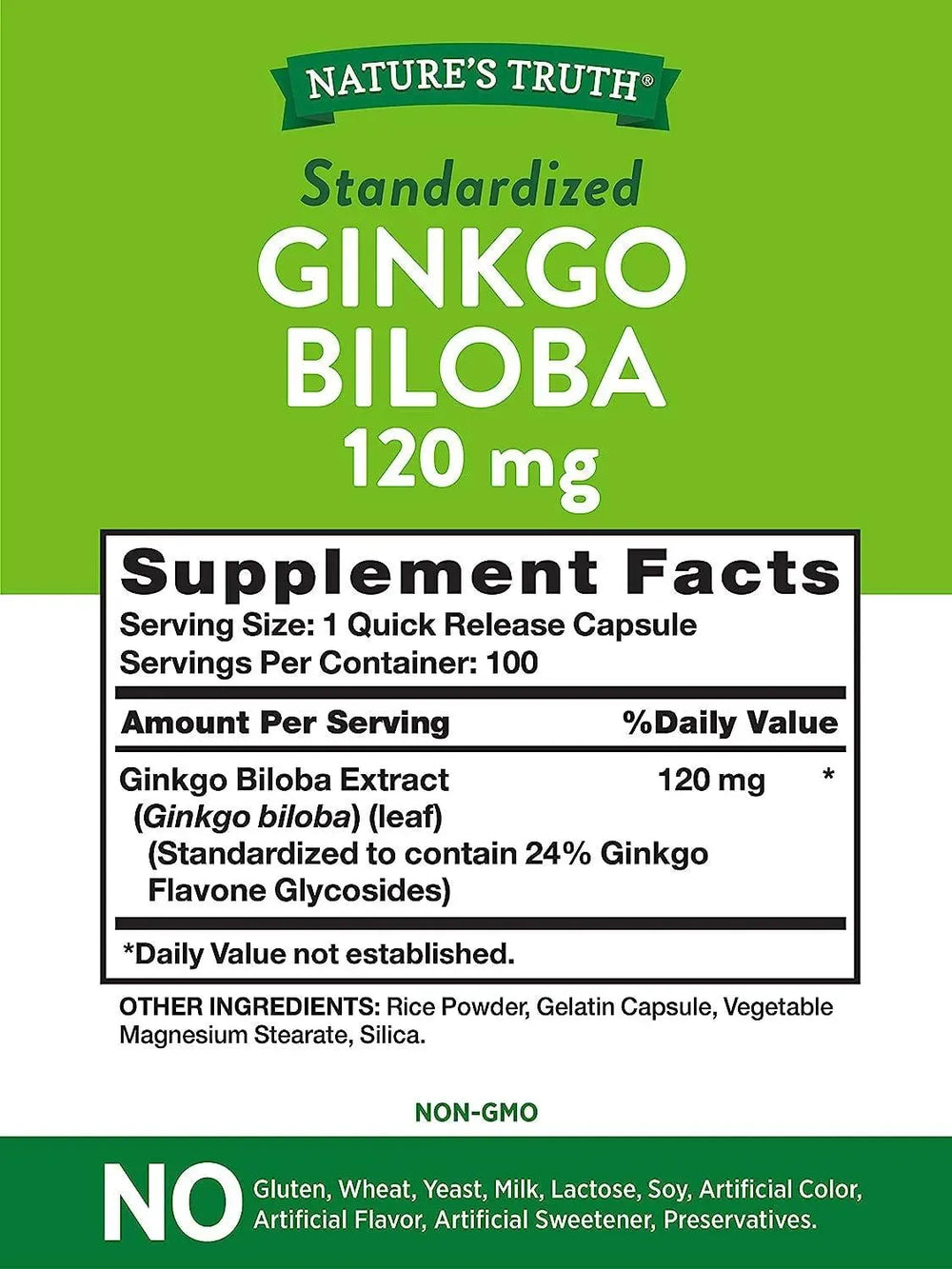 NATURE'S TRUTH - Nature's Truth Ginkgo Biloba 120Mg. 100 Capsulas - The Red Vitamin MX - Suplementos Alimenticios - {{ shop.shopifyCountryName }}