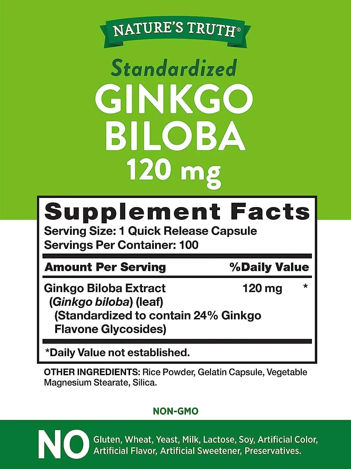 NATURE'S TRUTH - Nature's Truth Ginkgo Biloba 120Mg. 100 Capsulas - The Red Vitamin MX - Suplementos Alimenticios - {{ shop.shopifyCountryName }}