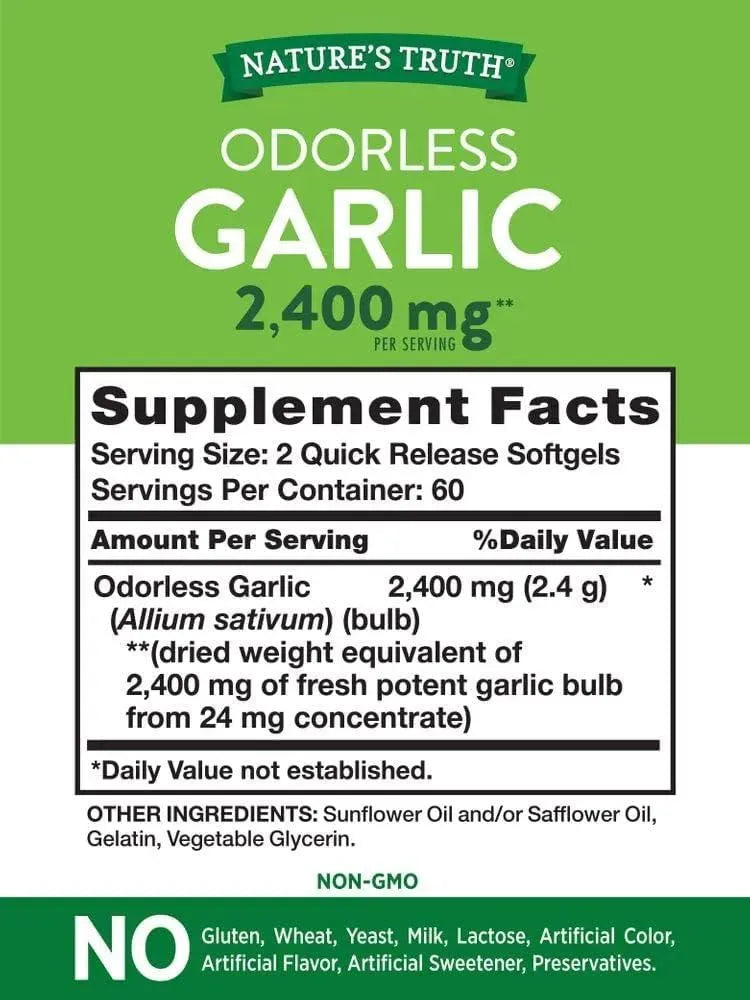NATURE'S TRUTH - Nature's Truth Odorless Garlic 2400Mg. 120 Capsulas Blandas - The Red Vitamin MX - Suplementos Alimenticios - {{ shop.shopifyCountryName }}