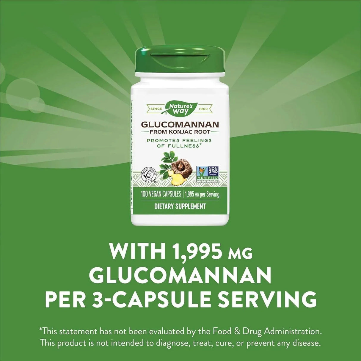 NATURE'S WAY - Nature's Way Premium Herbal Glucomannan from Konjac Root 1995Mg. 100 Capsulas - The Red Vitamin MX - Suplementos Alimenticios - {{ shop.shopifyCountryName }}