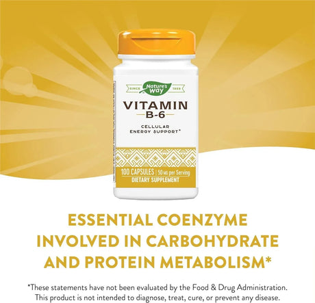 NATURE'S WAY - Nature's Way Vitamin B-6 50Mg. 100 Capsulas - The Red Vitamin MX - Suplementos Alimenticios - {{ shop.shopifyCountryName }}