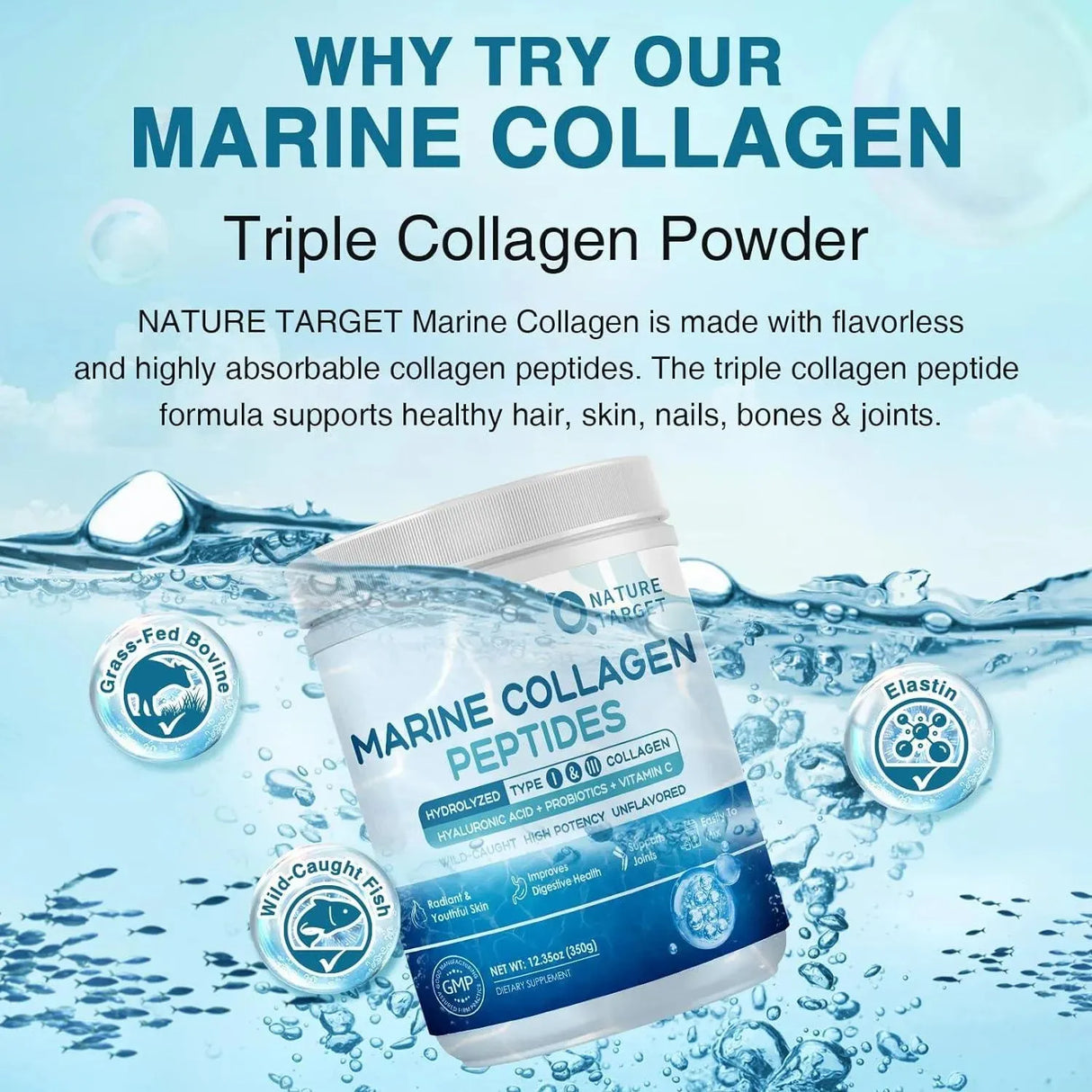 NATURE TARGET - Nature Target Marine Collagen Peptides Powder 350Gr. - The Red Vitamin MX - Suplementos Alimenticios - {{ shop.shopifyCountryName }}