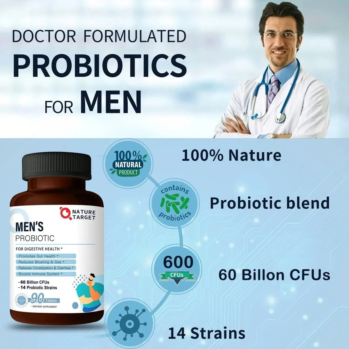 NATURE TARGET - Nature Target Probiotics for Men 90 Tabletas - The Red Vitamin MX - Suplementos Alimenticios - {{ shop.shopifyCountryName }}