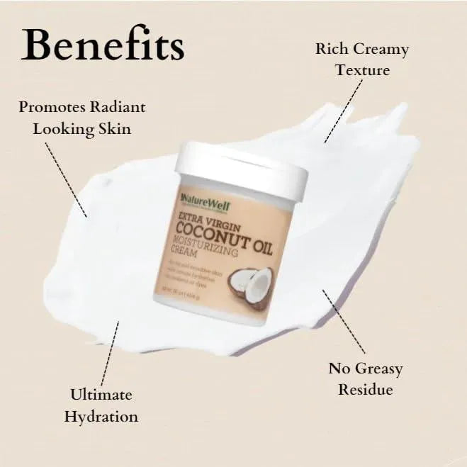 NATURE WELL - NATURE WELL Extra Virgin Coconut Oil Moisturizing Cream 454Gr. - The Red Vitamin MX - Cremas Corporales - {{ shop.shopifyCountryName }}