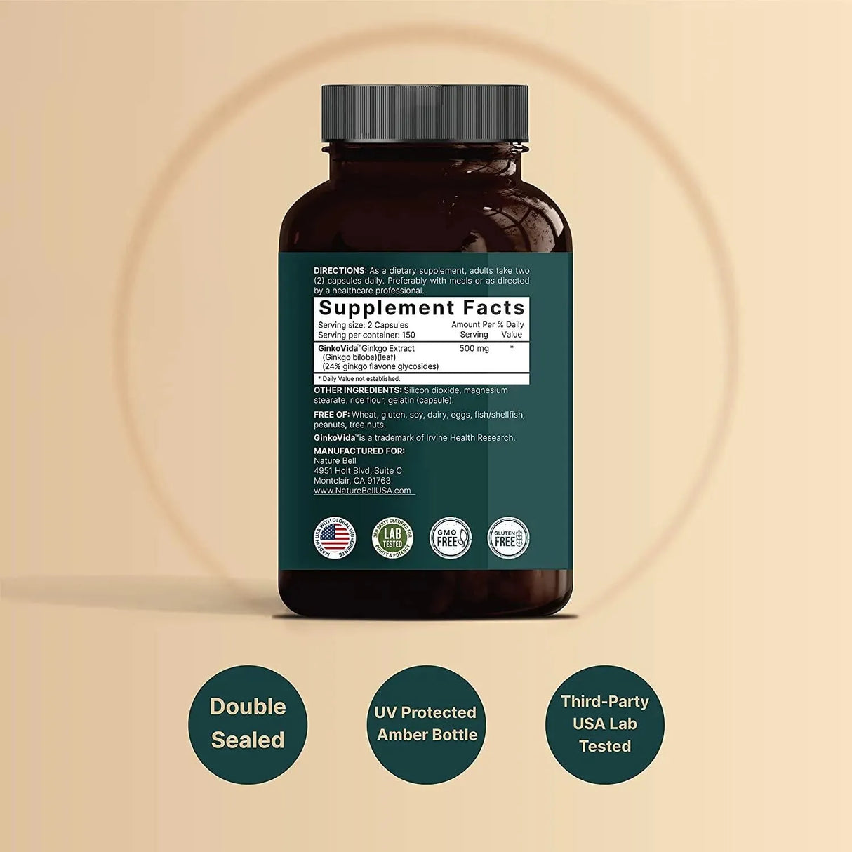 NATUREBELL - Naturebell Ginkgo Biloba Extract 500Mg. 300 Capsulas - The Red Vitamin MX - Suplementos Alimenticios - {{ shop.shopifyCountryName }}