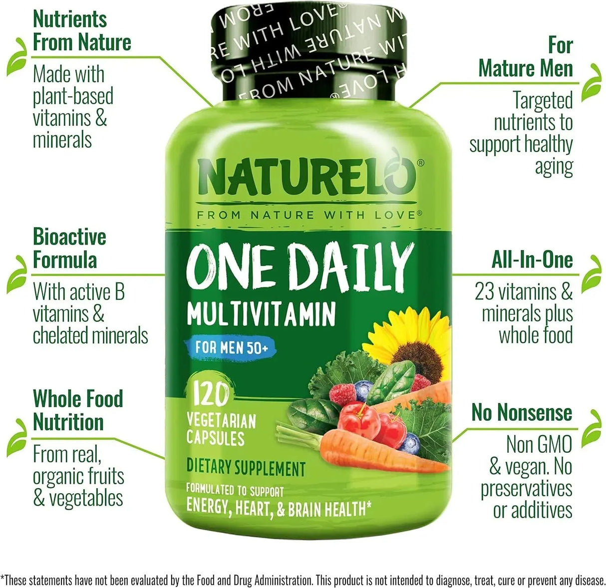 NATURELO - Naturelo One Daily Multivitamin for Men 50+ 120 Capsulas - The Red Vitamin MX - Suplementos Alimenticios - {{ shop.shopifyCountryName }}