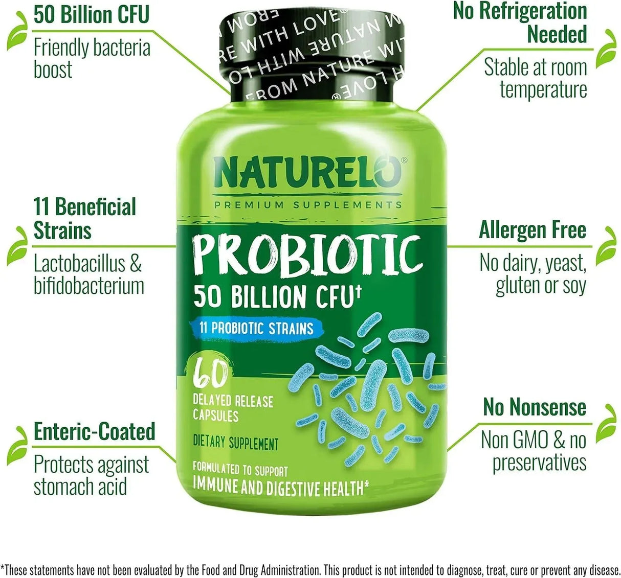 NATURELO - Naturelo Probiotics 50 Billion CFU 60 Capsulas - The Red Vitamin MX - Suplementos Alimenticios - {{ shop.shopifyCountryName }}