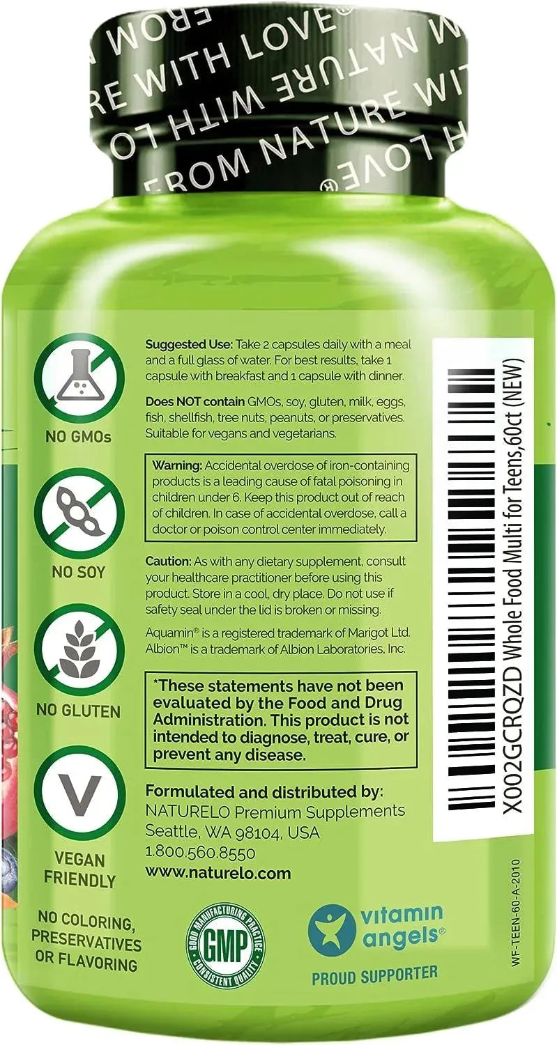 NATURELO - Naturelo Whole Food Multivitamin for Teens 60 Capsulas - The Red Vitamin MX - Suplementos Alimenticios - {{ shop.shopifyCountryName }}