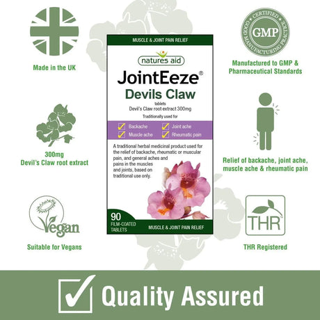 NATURES AID - Natures Aid JointEeze Devils Claw Root Extract 300Mg. 90 Tabletas - The Red Vitamin MX - Suplementos Alimenticios - {{ shop.shopifyCountryName }}