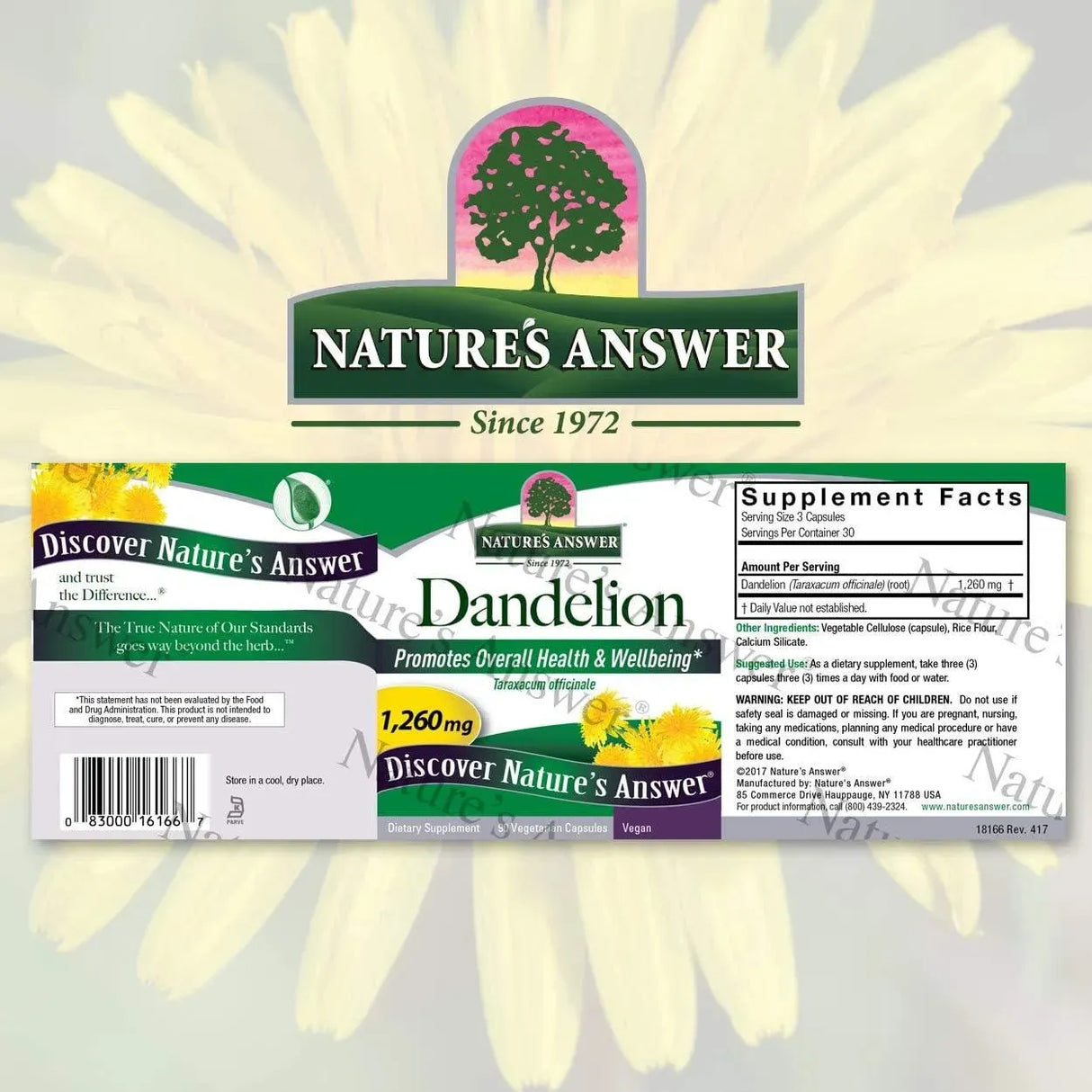 NATURE´S ANSWER - Nature's Answer Dandelion Root 1260Mg. 90 Capsulas - The Red Vitamin MX - Suplementos Alimenticios - {{ shop.shopifyCountryName }}
