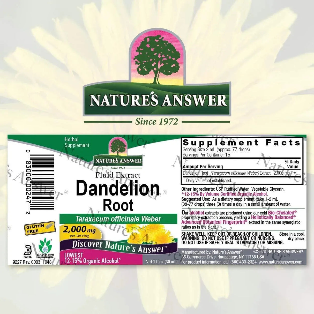 NATURE´S ANSWER - Nature's Answer Dandelion Root with Low Organic Alcohol 2000Mg. 1 Fl.Oz. - The Red Vitamin MX - Suplementos Alimenticios - {{ shop.shopifyCountryName }}