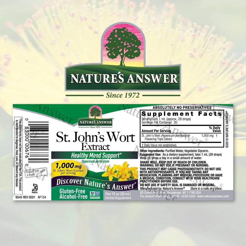 NATURE´S ANSWER - Nature's Answer St. John's Wort Alcohol-Free Liquid Extract 30Ml. - The Red Vitamin MX - Suplementos Alimenticios - {{ shop.shopifyCountryName }}