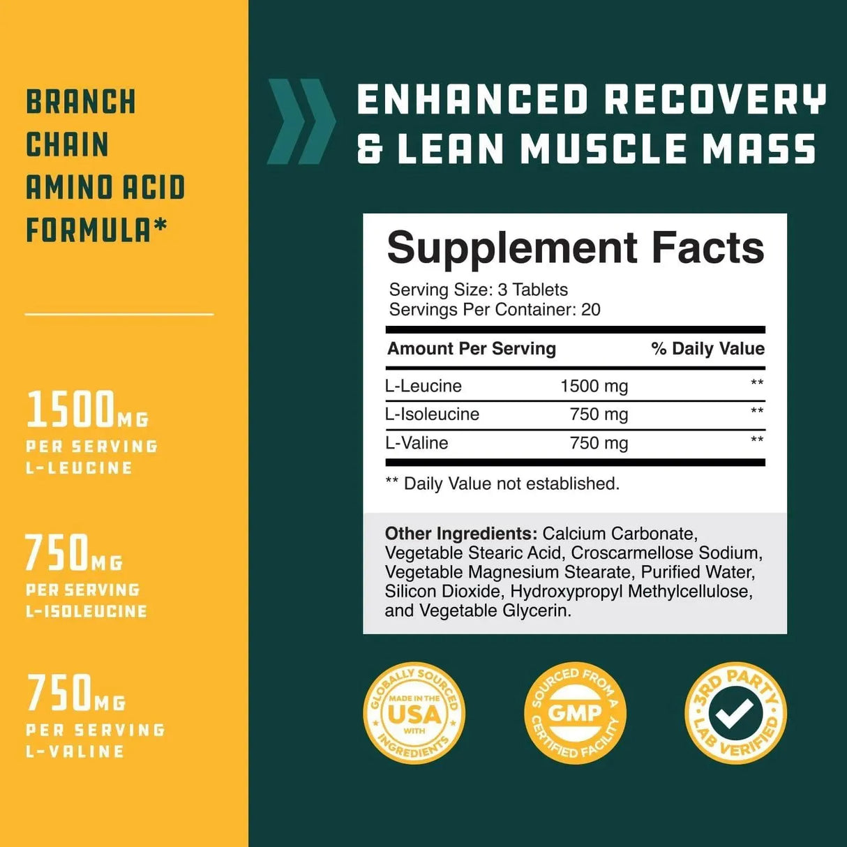 NATURES CRAFT - Natures Craft Branch Chain Amino Acids 60 Tabletas - The Red Vitamin MX - Suplementos Alimenticios - {{ shop.shopifyCountryName }}