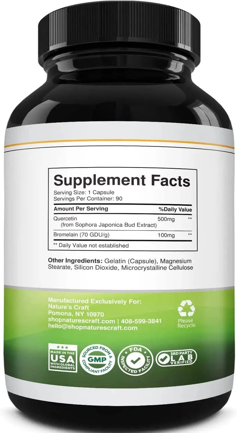 NATURES CRAFT - Natures Craft Immune Support Quercetin with Bromelain Supplement 500Mg. 90 Capsulas - The Red Vitamin MX - Suplementos Alimenticios - {{ shop.shopifyCountryName }}