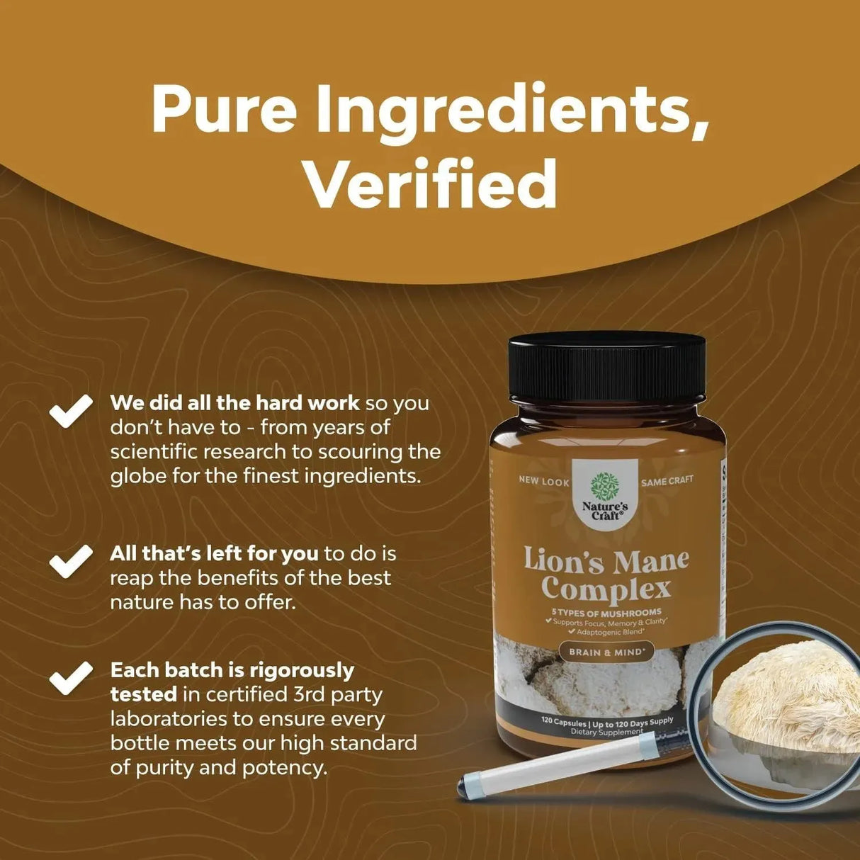 NATURES CRAFT - Nootropic Lions Mane Mushroom 120 Capsulas - The Red Vitamin MX - Suplementos Alimenticios - {{ shop.shopifyCountryName }}