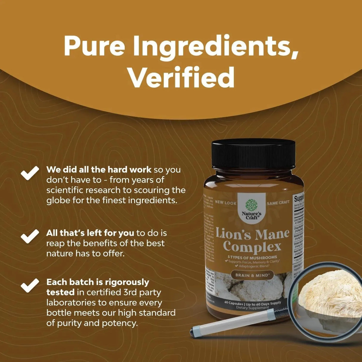 NATURES CRAFT - Nootropic Lions Mane Mushroom 60 Capsulas - The Red Vitamin MX - Suplementos Alimenticios - {{ shop.shopifyCountryName }}