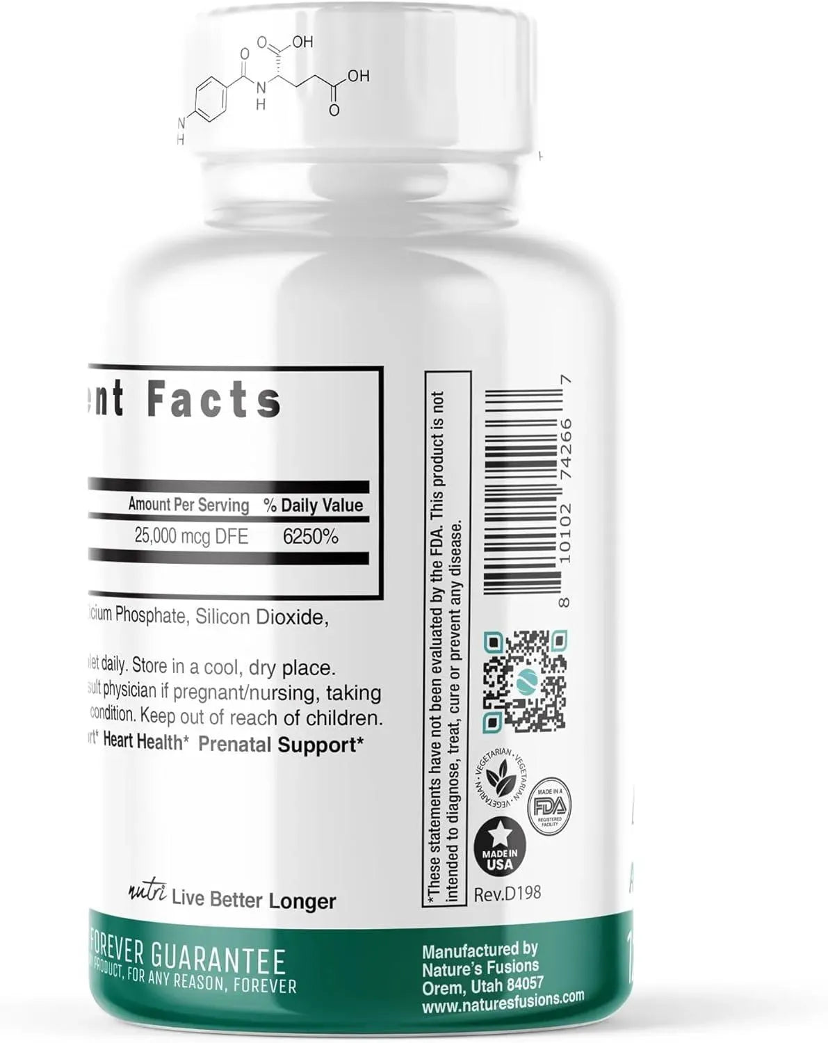 NATURE´S FUSIONS - Nutri 5-MTHF L Methylfolate 15Mg. 120 Tabletas - The Red Vitamin MX - Suplementos Alimenticios - {{ shop.shopifyCountryName }}
