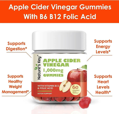 NATURE´S KEY - Nature's Key Apple Cider Vinegar 60 Gomitas - The Red Vitamin MX - Suplementos Alimenticios - {{ shop.shopifyCountryName }}
