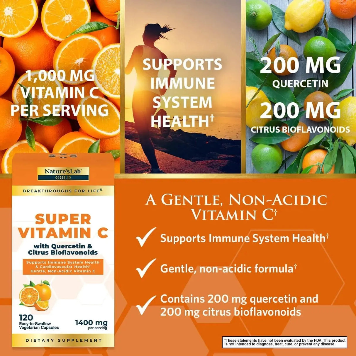 NATURES LAB - Nature’s Lab Gold Super Vitamin C 1000Mg. 120 Capsulas - The Red Vitamin MX - Suplementos Alimenticios - {{ shop.shopifyCountryName }}