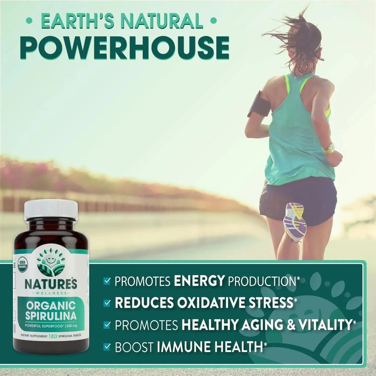 NATURES WELLNESS - Natures Wellness Organic Spirulina 180 Tabletas - The Red Vitamin MX - Suplementos Alimenticios - {{ shop.shopifyCountryName }}
