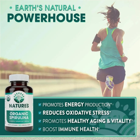 NATURES WELLNESS - Natures Wellness Organic Spirulina 180 Tabletas - The Red Vitamin MX - Suplementos Alimenticios - {{ shop.shopifyCountryName }}