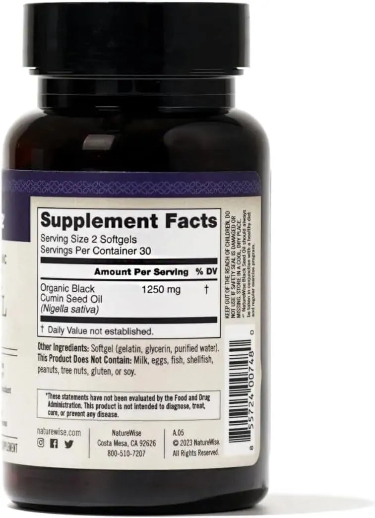 NATUREWISE - NatureWise Black Seed Oil 1250Mg. 60 Capsulas Blandas - The Red Vitamin MX - Suplementos Alimenticios - {{ shop.shopifyCountryName }}