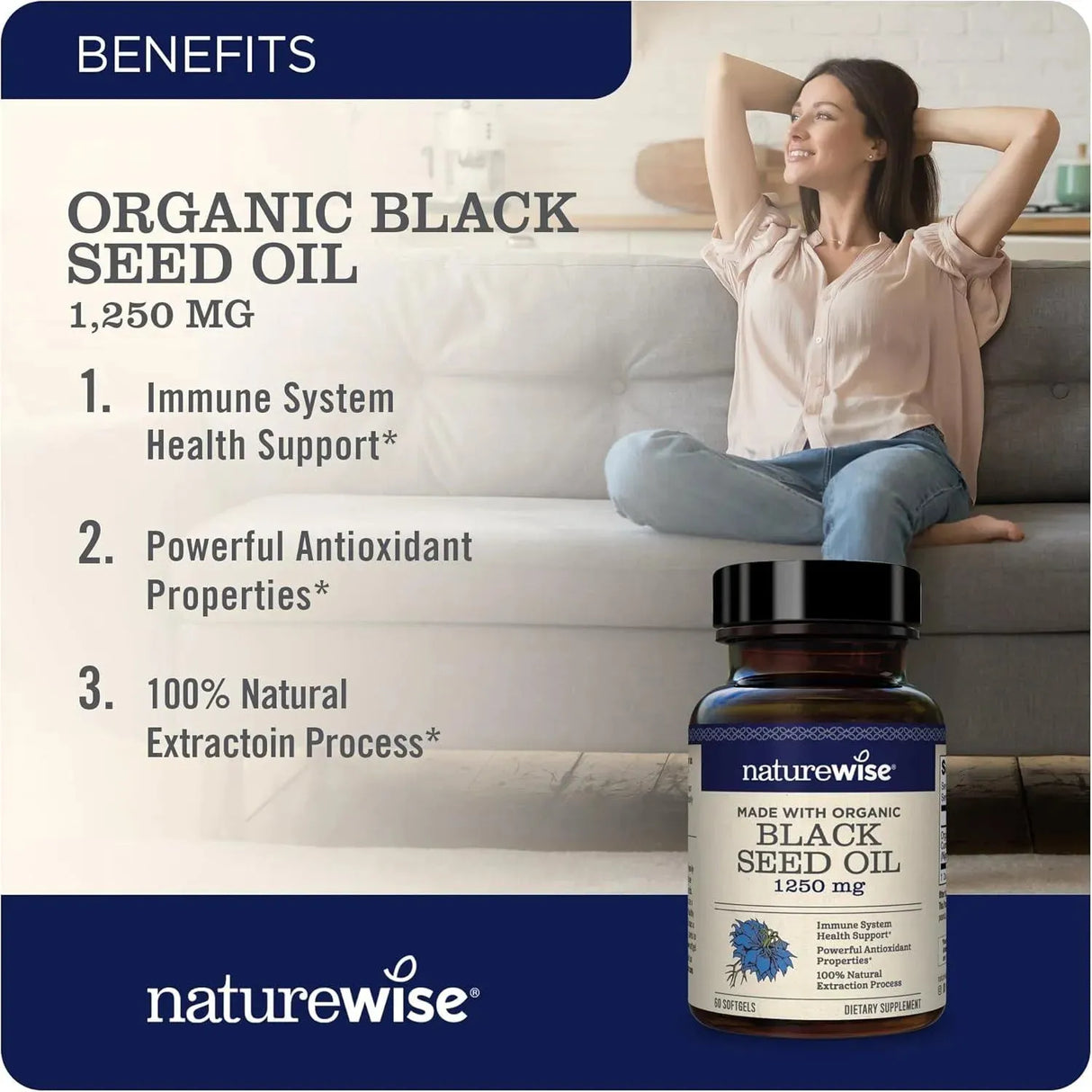 NATUREWISE - NatureWise Black Seed Oil 1250Mg. 60 Capsulas Blandas - The Red Vitamin MX - Suplementos Alimenticios - {{ shop.shopifyCountryName }}