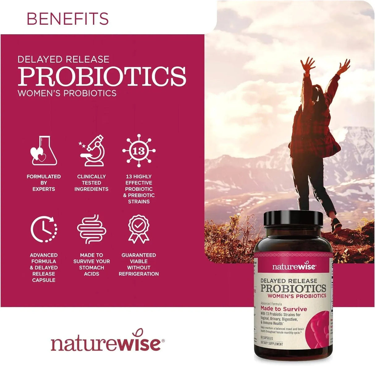 NATUREWISE - NatureWise Probiotics for Women Time-Release 60 Capsulas - The Red Vitamin MX - Suplementos Alimenticios - {{ shop.shopifyCountryName }}