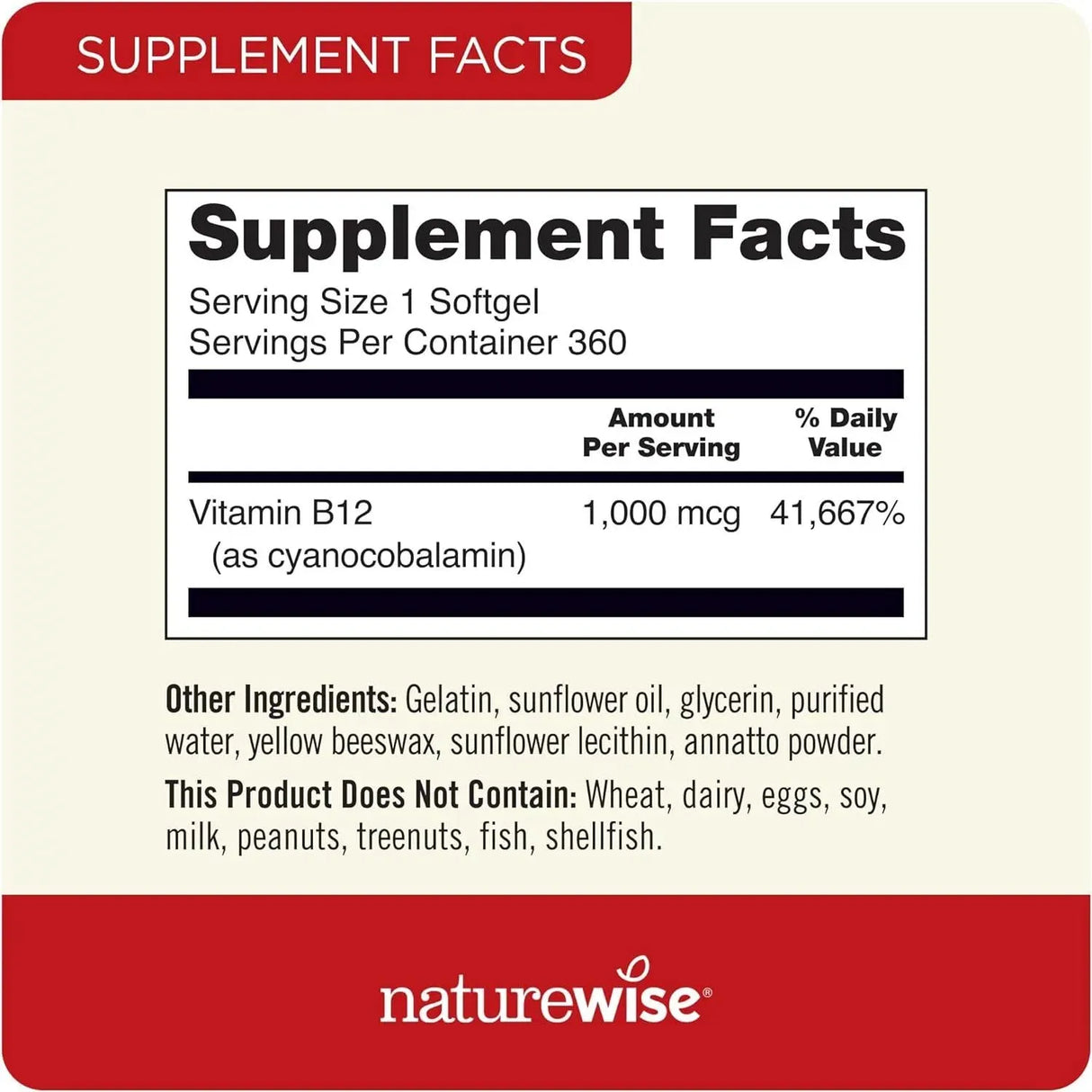 NATUREWISE - NatureWise Vitamin B12 1,000mcg 360 Capsulas Blandas - The Red Vitamin MX - Suplementos Alimenticios - {{ shop.shopifyCountryName }}