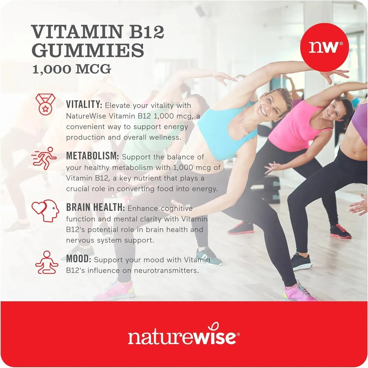 NATUREWISE - NatureWise Vitamin B12 1,000mcg trawberry Lemon Flavored Gummies 180 Gomitas - The Red Vitamin MX - Suplementos Alimenticios - {{ shop.shopifyCountryName }}