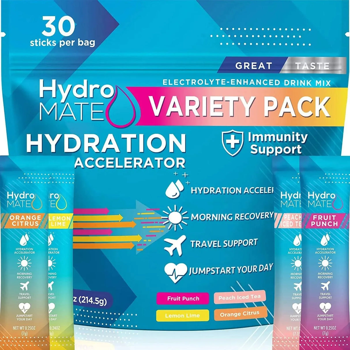 NATUREWORKS - NatureWorks HydroMATE Electrolytes Powder Drink Mix Packets Variety Pack 30 Paquetes - The Red Vitamin MX - Suplementos Alimenticios - {{ shop.shopifyCountryName }}
