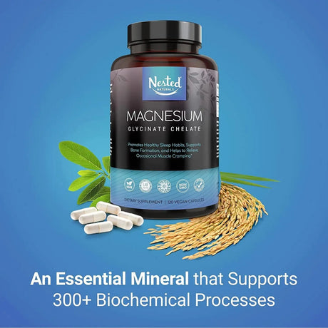NESTED NATURALS - Nested Naturals Magnesium Glycinate Chelate 200Mg. 120 Capsulas - The Red Vitamin MX - Suplementos Alimenticios - {{ shop.shopifyCountryName }}