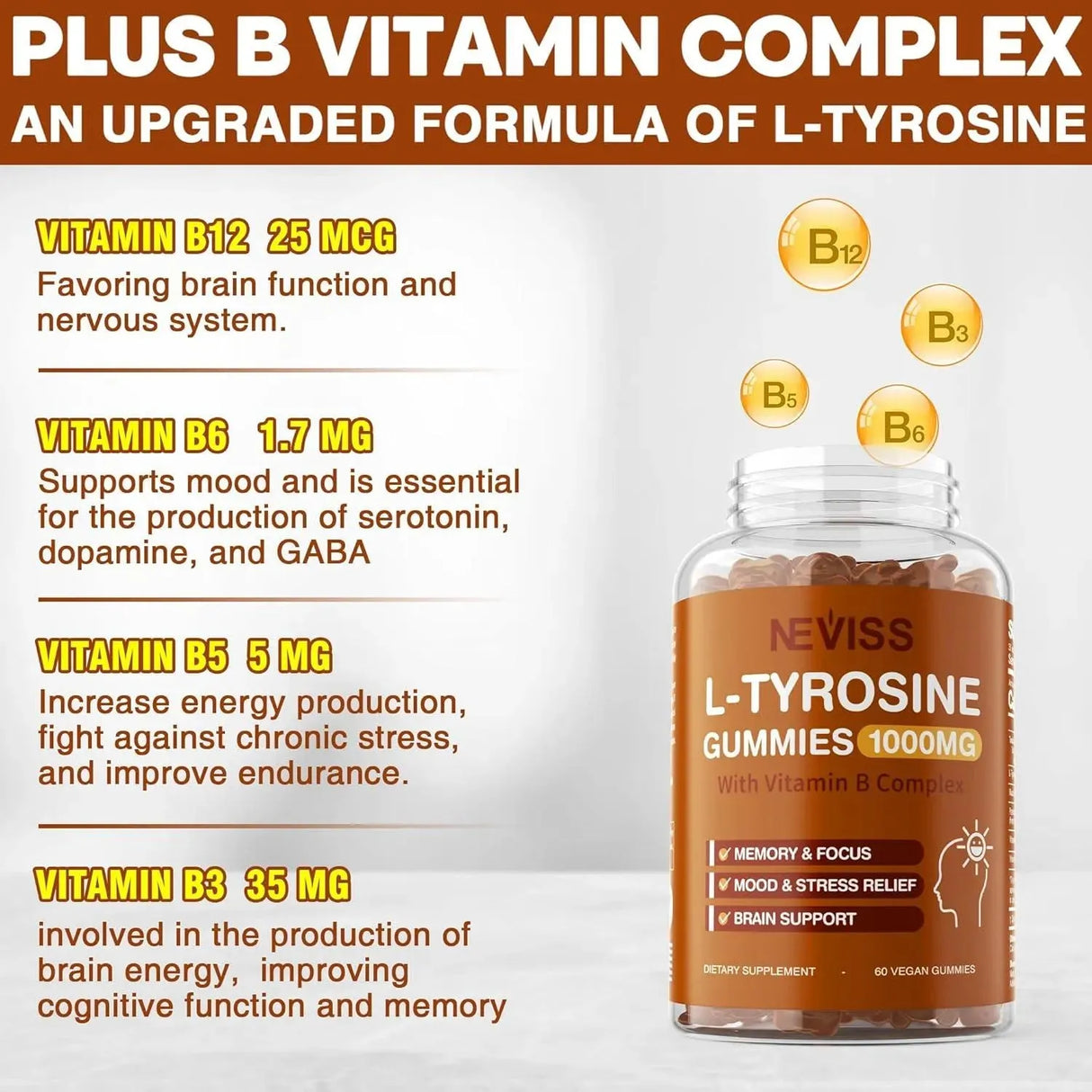 NEVISS - NEVISS L Tyrosine 1000Mg. 60 Gomitas 2 Pack - The Red Vitamin MX - Suplementos Alimenticios - {{ shop.shopifyCountryName }}