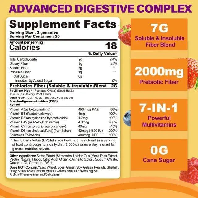 NEVISS - NEVISS Prebiotic Fiber 7G Supplement Gummies 60 Gomitas - The Red Vitamin MX - Suplementos Alimenticios - {{ shop.shopifyCountryName }}