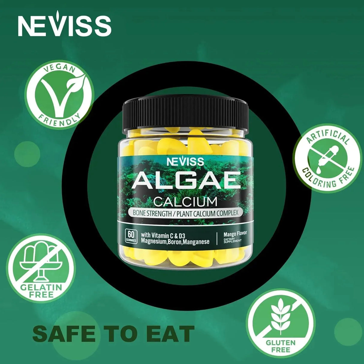 NEVISS - NEVISS Sugar Free Algae Calcium Gummies 600Mg. 60 Gomitas - The Red Vitamin MX - Suplementos Alimenticios - {{ shop.shopifyCountryName }}