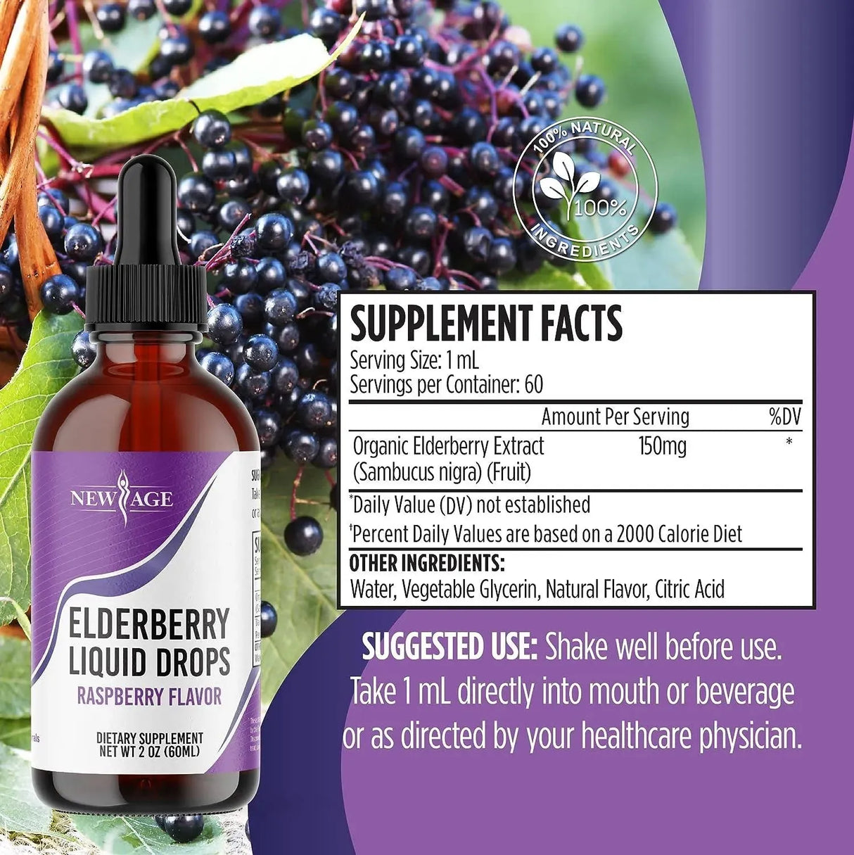 NEW AGE - New Age Elderberry Syrup Black Elderberry Liquid Drops 60Ml. - The Red Vitamin MX - Suplementos Alimenticios - {{ shop.shopifyCountryName }}