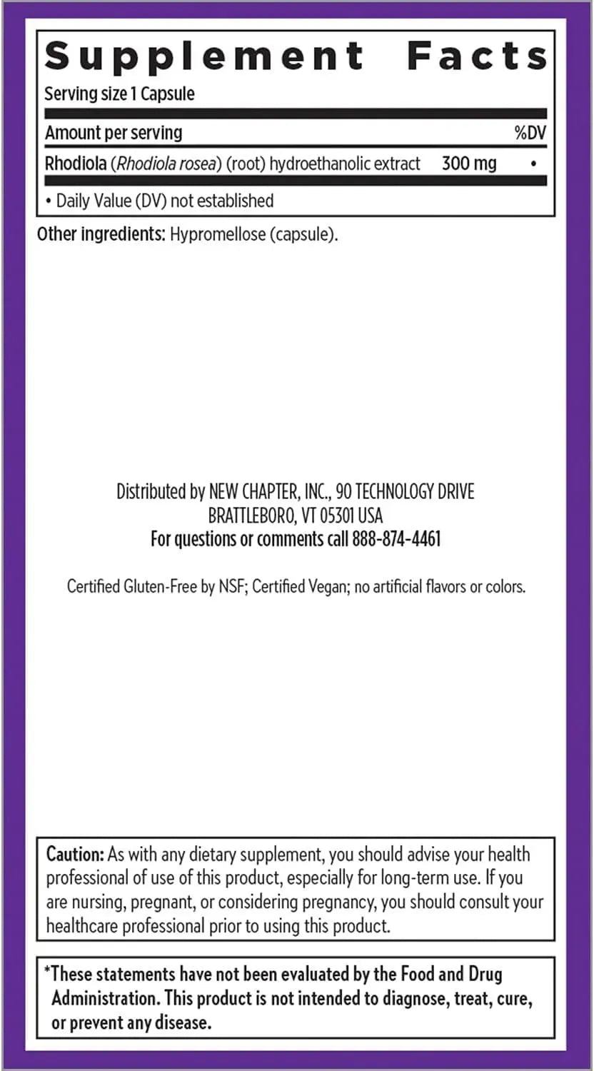 NEW CHAPTER - New Chapter Rhodiola Force 300Mg. 30 Capsulas - The Red Vitamin MX - Suplementos Alimenticios - {{ shop.shopifyCountryName }}