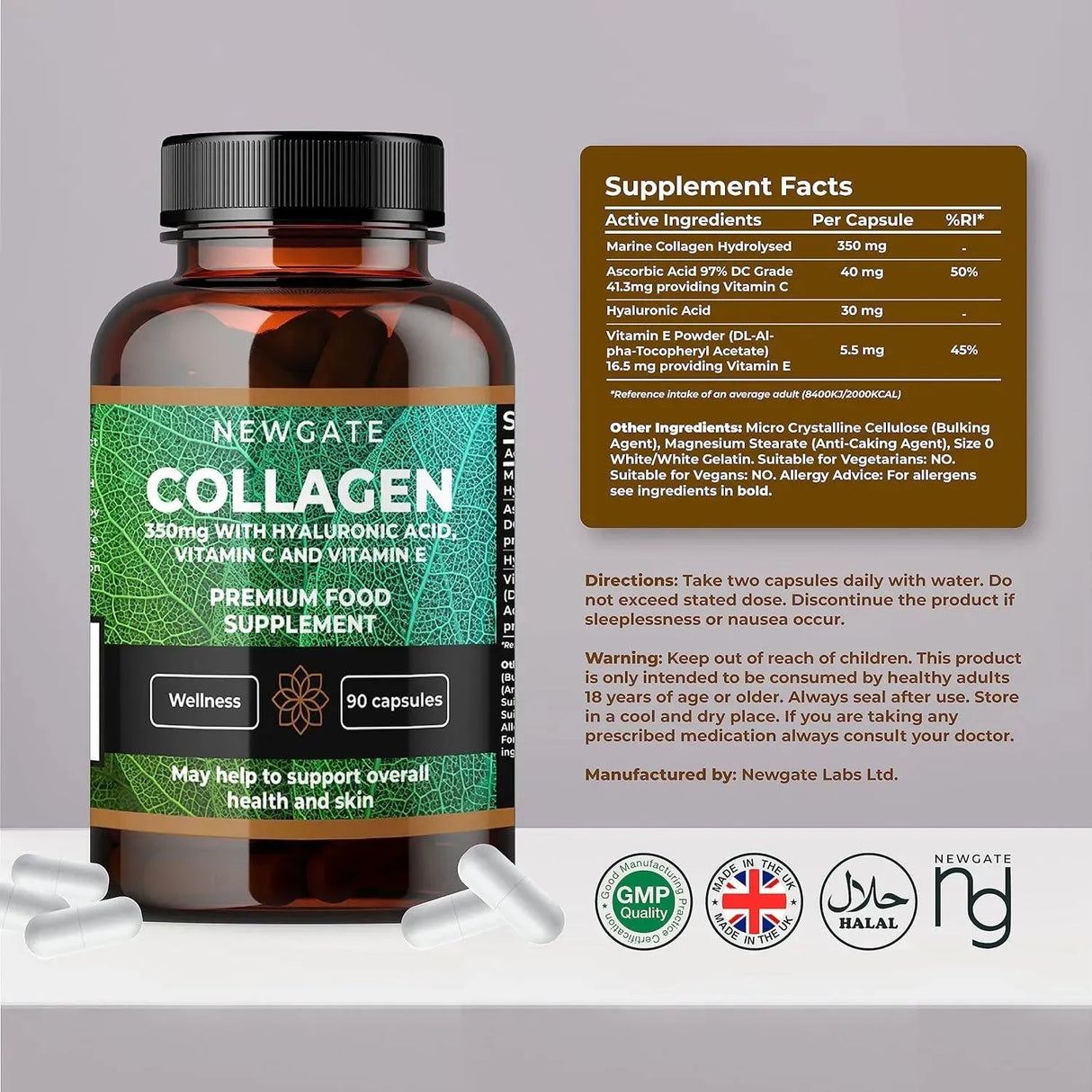 NEWGATE LABS - Newgate Labs Marine Collagen 350Mg. with Hyaluronic Acid 90 Capsulas - The Red Vitamin MX - Suplementos Alimenticios - {{ shop.shopifyCountryName }}